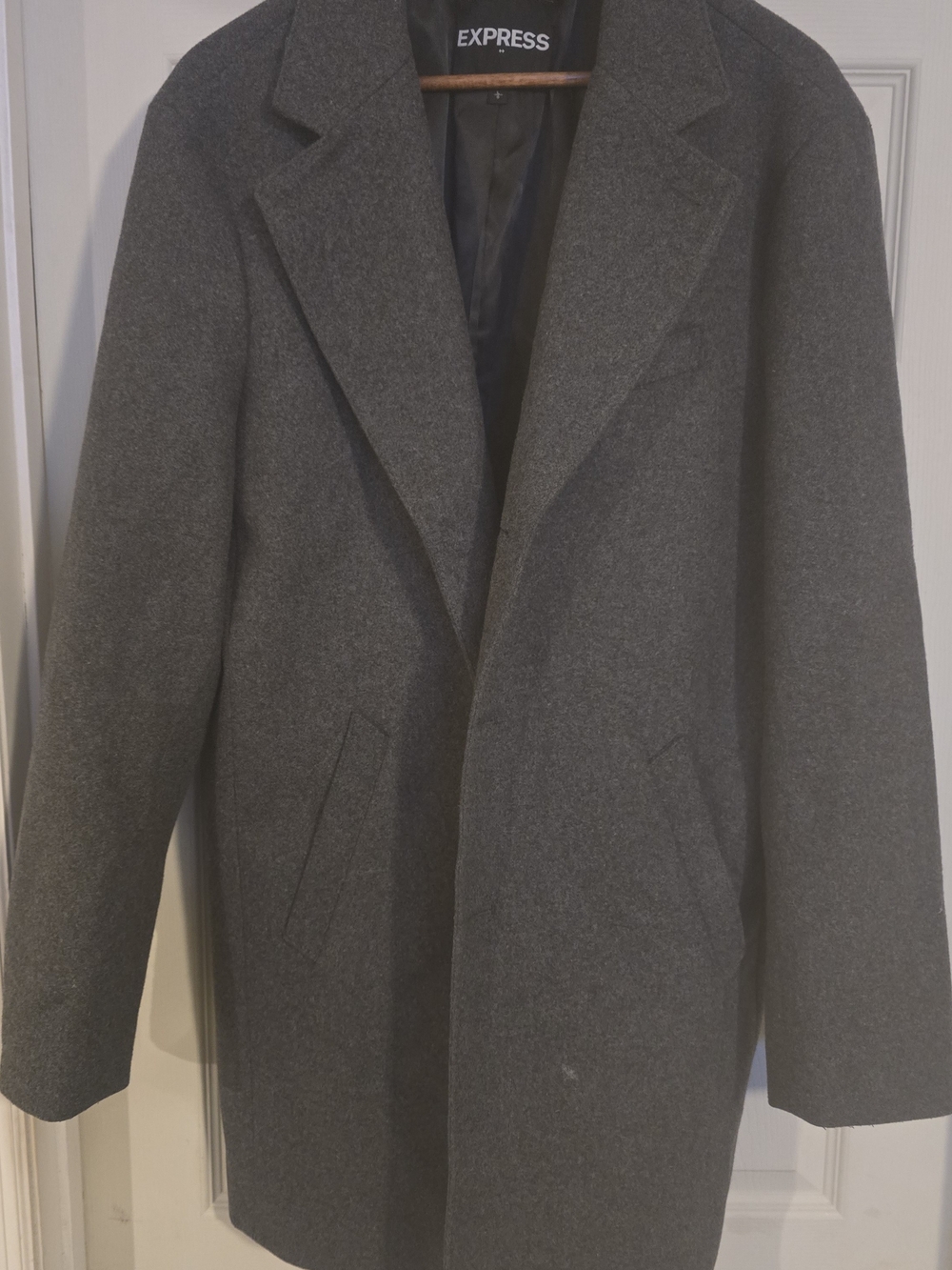 Express Men's Charcoal Gray Wool-Blend Topcoat